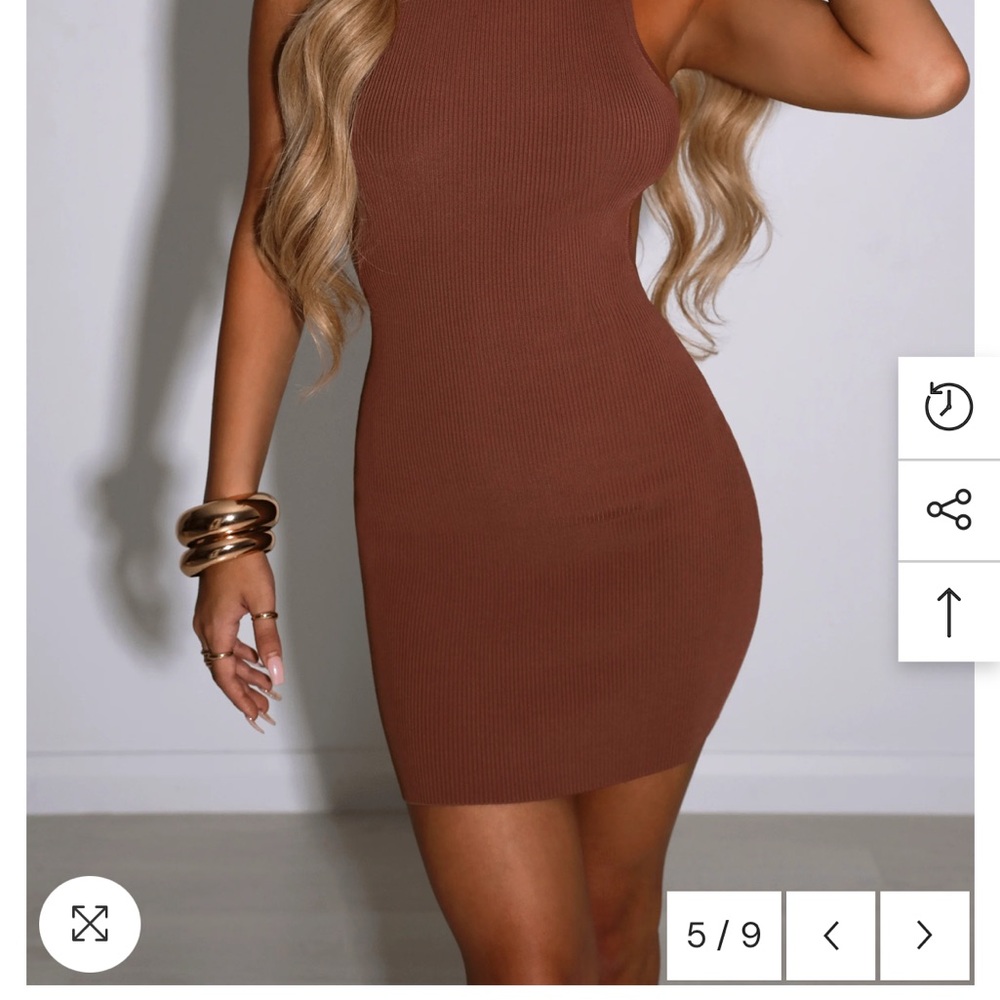 Chic Sleeveless Brown Mini Dress
